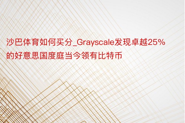 沙巴体育如何买分_Grayscale发现卓越25%的好意思国度庭当今领有比特币