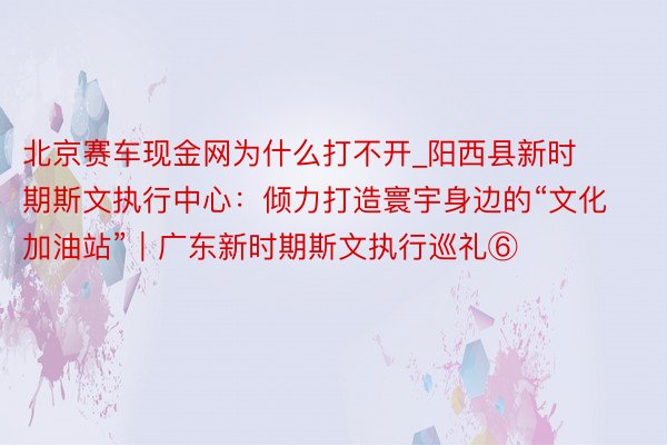 北京赛车现金网为什么打不开_阳西县新时期斯文执行中心：倾力打造寰宇身边的“文化加油站”｜广东新时期斯文执行巡礼⑥